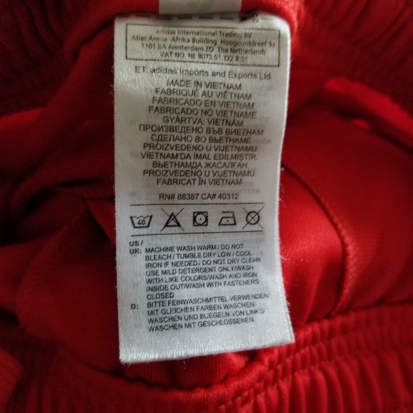 Adidas Brand With The 3 Stripes Logo Red Track Pants - Picture 8 of 9